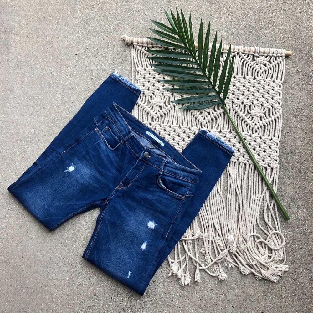 Dark Blue Distressed Women’s Jeans